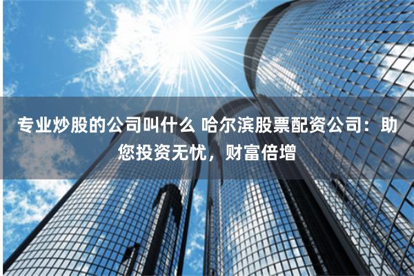 专业炒股的公司叫什么 哈尔滨股票配资公司：助您投资无忧，财富倍增